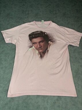 Elvis Presley T Shirt Mens M Pink Graphic King Rock Band Tee USA